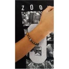 Imagem de Pulseira Masculina Pedras Ônix E Olho De Tigre Espartano