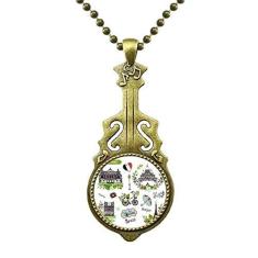 Imagem de DIYthinker Colar Spring Eiffel Paris França Graffiti Colar de Guitarra Antiga Pingente de Música