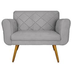Imagem de Namoradeira Decorativa Estofada Para Sala de Recepção Isabella Suede Cinza - LM DECOR