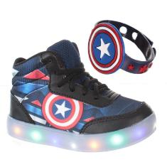 Imagem de Tenis Botinha Capitão Infantil Masculino luz De Led Com Pulseira