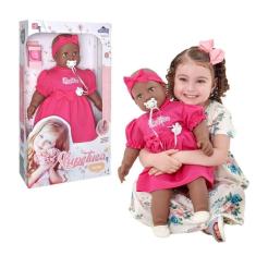 Imagem de Boneca Bebê Xupetuca Negra Olho Móvel Chupeta e Sapatinhos