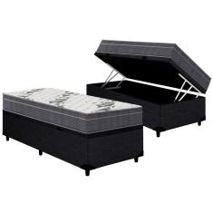 Imagem de Cama Box Baú Solteiro: Colchão Anatômico D33 - Ep Airtech 100 + Base Crc Courano Black