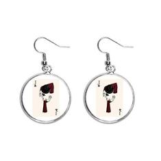 Imagem de Brinco feminino de prata com padrão de cartas de baralho Spade J