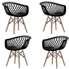 Imagem de 4 Cadeiras Poltronas Web Sidera Clarice Base DSW Eiffel madeira e aço ()