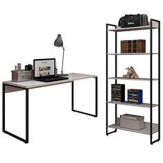 Imagem de Kit Mesa Para Escritório Home Office 150cm com Estante Industrial Soft F01  Fosco - Lyam Decor