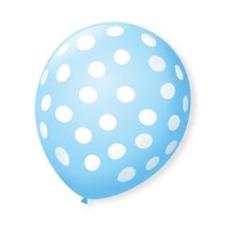Imagem de Balões São Roque Decorado 9 Tema Bolinhas Azul Baby E Branco 25 Unidades