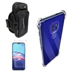 Imagem de Kit Capinha Anti Impacto + Braçadeira Capa Porta Celular Para Corrida + Película Vidro Compatível Moto E7 Plus