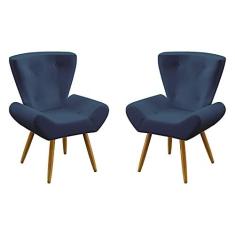 Imagem de Kit 2 Poltronas Decorativas Polaris Suede  Marinho Aradecor