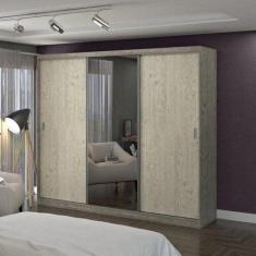 Imagem de Guarda-Roupa Casal Com Espelho 3 Portas De Correr 4 Gavetas 1905E1 - F