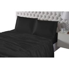 Imagem de Jogo de cama charmousse cetim queen preto 4 peças seda