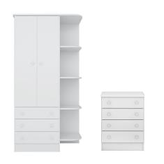 Imagem de Guarda Roupa Roupeiro Infantil 825 com Cômoda 777 Doce Sonho Qmovi Branco