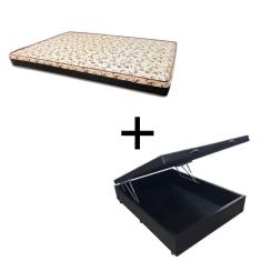 Imagem de Cama Baú Box 128 Viúva Tecido Sintético Preto Com Colchão Praia Bello Box - D28 Amarelo 58x128x188