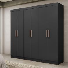 Imagem de Guarda-Roupa Casal Paris 6 Portas 2 Gavetas Preto - Maxel