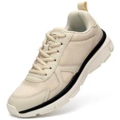 Imagem de TSIODFO Tênis masculino sem cadarço casual para caminhada, Bege 01, 41