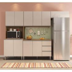 Imagem de Cozinha Modulada Milla 4 Peças Amendoa Off White Puxador Aluminio Ii