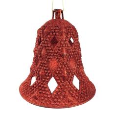 Imagem de Sino Natalino Decorativo Vermelho Glitter Enfeite De Natal