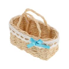 Imagem de ERINGOGO Mini acessório de decoração de casa, mini cesta de flores em miniatura, mini cesta de flores, mini alça de cesta, mini decoração de artesanato para decoração de casa de boneca