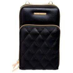 Imagem de Bolsa Carteira Feminina Com Alça Textura Matelassê (Preto)