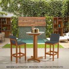 Imagem de Kit 2 Banquetas Alta Luxo Pérola com Encosto Estofada em Veludo Cinza 