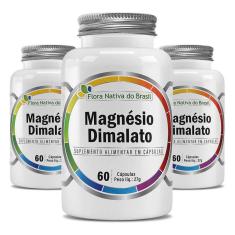 Imagem de Kit Magnesio Dimalato 500mg 3 Potes 60 Capsulas Cada - Flora Nativa