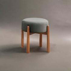 Imagem de Puff Banqueta Lotus Luxo Madeira Maciça Cinza