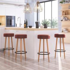 Imagem de Kit 4 Banquetas Altas Estofadas Roma 70Cm Telha - Adz