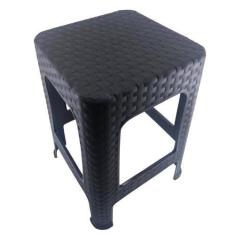 Imagem de Banqueta banco de plástico rattan preta plas new