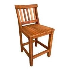 Imagem de Kit 2 Banquetas Baixa Com Encosto Conforto Madeira Maciça De Demolição