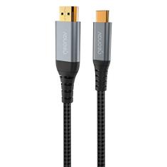 Imagem de Cabo USB-C (tipo C) para HDMI, Suporta Resolução 4K-30Hz, 1.8 metros, Nylon trançado, UCA08, Geonav, Cinza Escuro