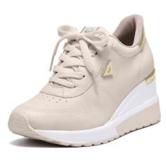 Imagem de Tênis Feminino Anabela Napa Aveia Dourado Via Marte 23-10804-04