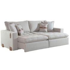 Imagem de Sofá Cama Zeus 4 Lugares Retrátil e Reclinável 240cm Tecido Linho Innove Cor Marfim