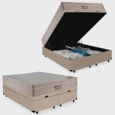 Imagem de Cama Box Bau King + Colchão de Molas Ensacadas Airtech Spring (193x203x65) - Ortobom