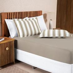 Imagem de Jogo De Lençol Algodão King Marin 03 Peças Caqui - Bia Enxovais