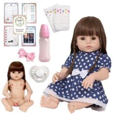 Imagem de Boneca Tipo Reborn Realista Grande Completa Pode Dar Banho - Cegonha R