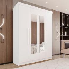 Imagem de Guarda-roupa 4 Portas 3 Gavetas com Espelho New Malibu Espresso Móveis Branco