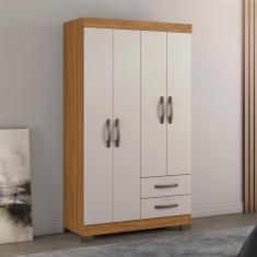 Imagem de Guarda-roupa Solteiro 4 Portas 2 Gavetas Viena Notável Freijó/off-white