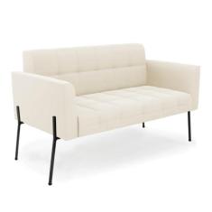 Imagem de Sofá Namoradeira 2 Lugares Pé de Ferro Preto Elisa Veludo Bege D03 - D'Rossi