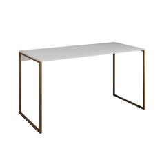 Imagem de Mesa para Escritório Industrial Base Ferro Dourado Tampo Mdp Branco 120x60