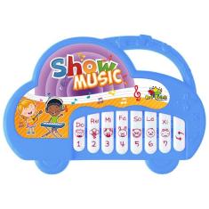 Imagem de Teclado Infantil Musical Piano Bebê Show Music Brinquedo Dó Ré Mi Fá Só Lá Si Azul