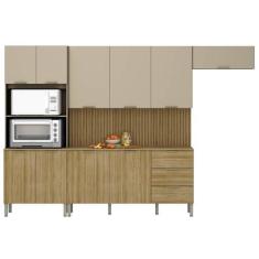 Imagem de Armário de Cozinha 4 Peças Charm03 Balcão com Tampo 160cm K02 Freijó/Vanilla - Mpozenato