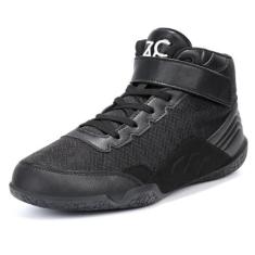 Imagem de ZVC Tênis de luta livre masculino para boxe para luta, levantamento de peso, botas de musculação, calçados, Preto, 39