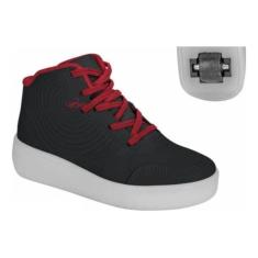 Imagem de Tênis Kidy Street Star Led Rodinha Infantil Preto Vermelho