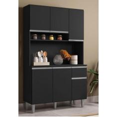 Imagem de Armário De Cozinha Kit Márcia Preto Fosco Ajl
