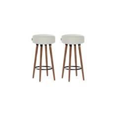 Imagem de Kit 2 Banquetas Alta Pés Palito Roma Bege Claro 70cm