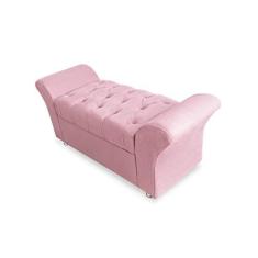 Imagem de Recamier Calçadeira Baú Veneza King 195 cm Suede Rosa Bebe LM DECOR