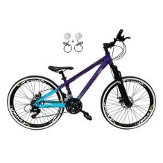 Imagem de Bicicleta Aro 26 Vikingx Tuff X44 Roxo/Azul 21v Freios a Disco Hidrául