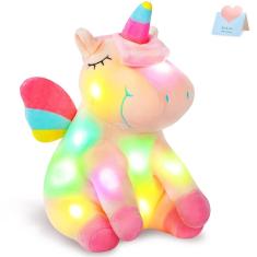 Imagem de Bicho de pelúcia Athoinsu Light up Pink Unicorn com LED de 30 cm