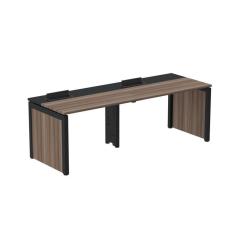 Imagem de Mesa de Plataforma Simples para 2 Pessoas Corporativa 150x792/2p Pscpp150/792/2p Walnut/Preto