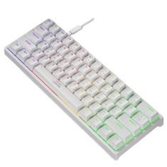 Imagem de Teclado mecânico para jogos branco de 61 teclas com luz de fundo RGB
