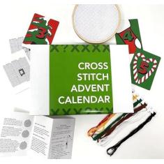 Imagem de JALZEMPL Kit de enfeites de Natal bordado de ponto cruz 2024 calendário do advento DIY bordado ponto cruz suprimentos para artesanato 24 dias calendário advento contagem regressiva presente de